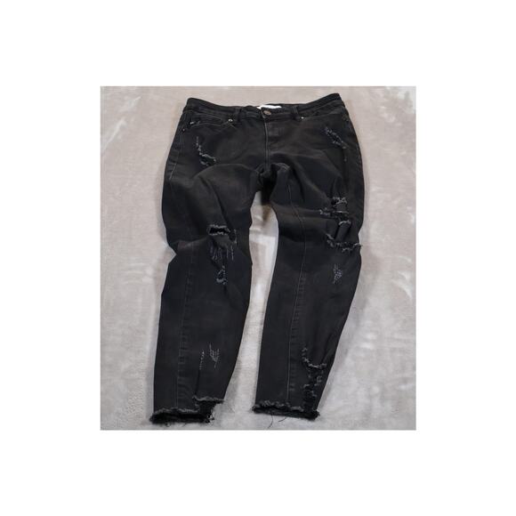 KanCan Jeans Womens 7 27 Black Distressed Ripped Denim Skinny Stretch KC5052BK - Picture 1 of 11